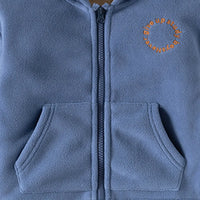 Boys Blue Fleece Zip-up Hoodie With Kangaroo Pocket Sweatshirts & Hoodies