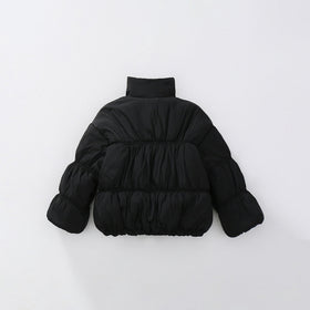 Girls Black Solid Puffer Winter Jacket Coats & Jackets