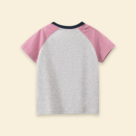 Girls Pink Typographic Print Raglan Sleeve T-Shirt Tshirts
