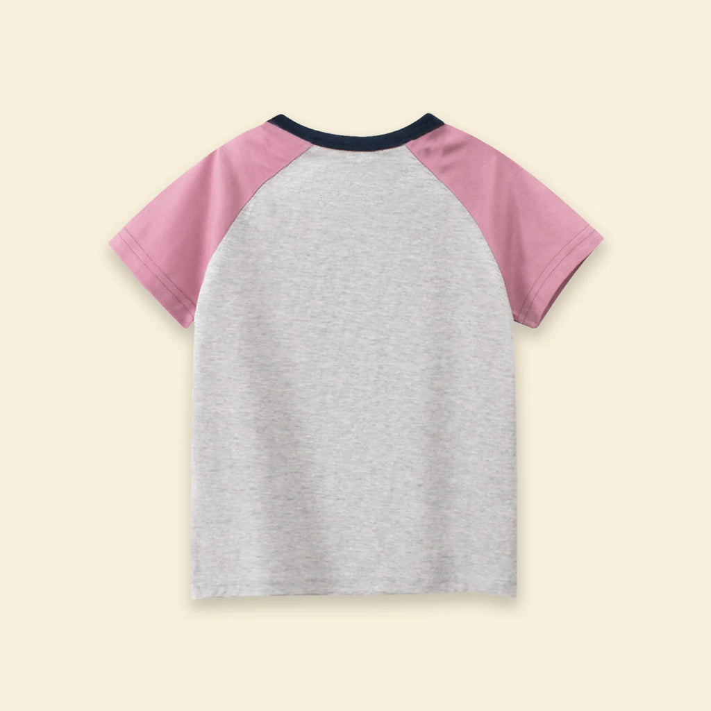 Girls Pink Typographic Print Raglan Sleeve T-Shirt Tshirts