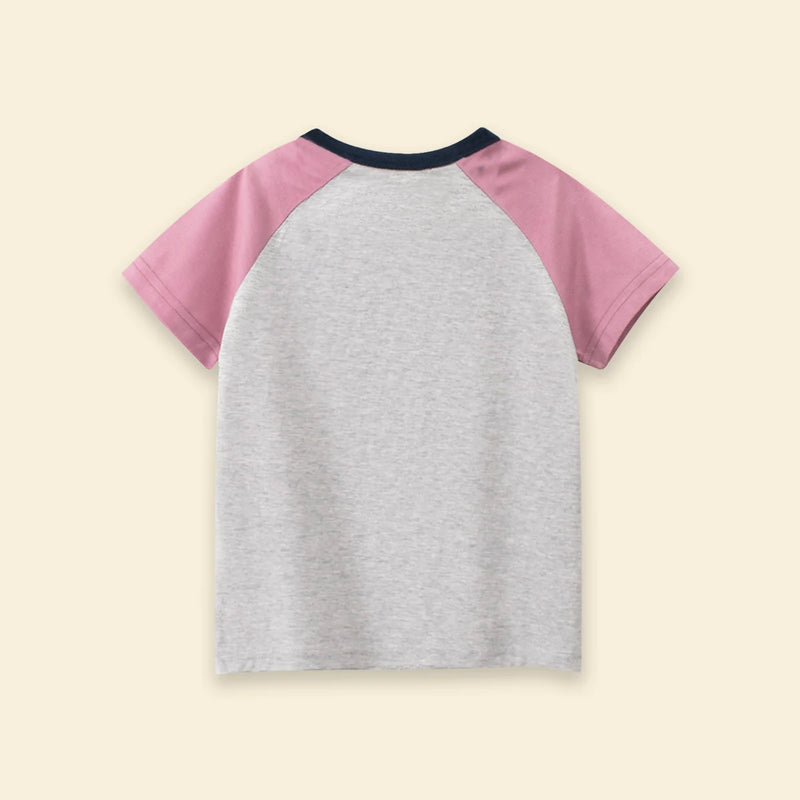 Girls Pink Typographic Print Raglan Sleeve T-Shirt Tshirts