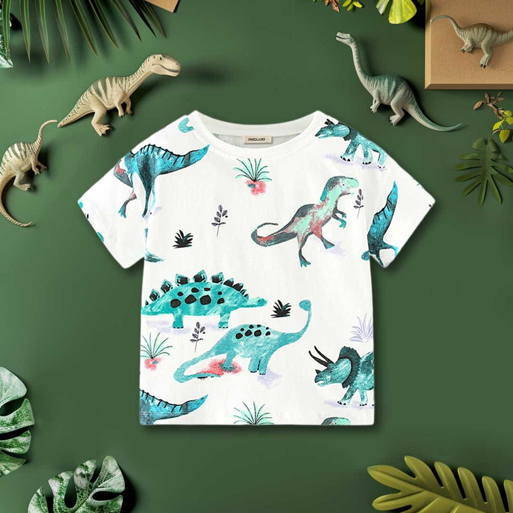 Boys Dinosaur Print Short Sleeves T-shirt