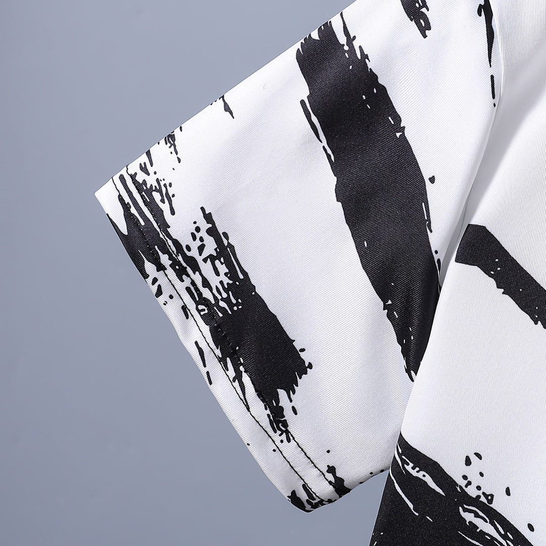 Boys White Abstract Printed T-Shirt With Elasticated Shorts Set 2 pc. Sets