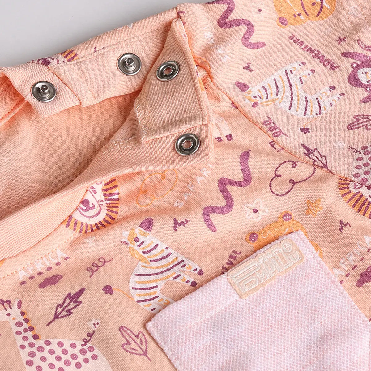 Boys Peach Animal Printed T-Shirt With Elasticated Shorts Sets 2 pc. Sets