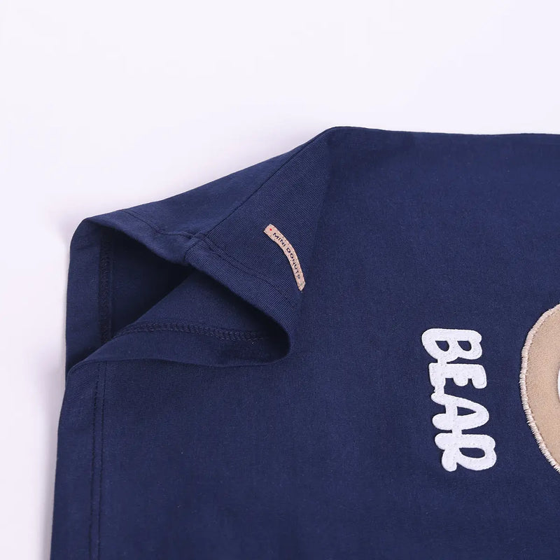 Boys Navy Blue Bear Graphic T-Shirt With Shorts Sets Sets