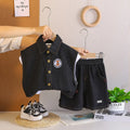 Boys Black Denim Sleeveless Jacket With Printed T-Shirt & Shorts Sets Sets Black 1-2 Y