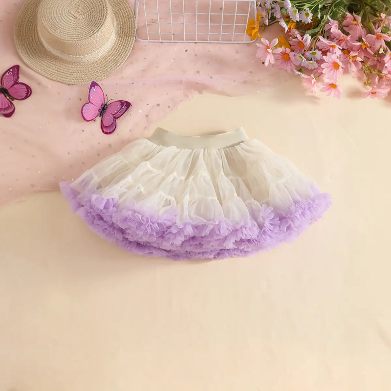 Girls Purple Butterfly Applique Halter Top With Tiered Tulle Tutu Skirt Sets Sets