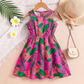 Girls Multicolour Tropical Print Sleeveless Fit & Flare Dress Casual Dresses Multicolor 3-4 Y
