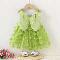 Girls Green Butterfly Applique Fit & Flare Dress Casual Dresses Green 1-2 Y