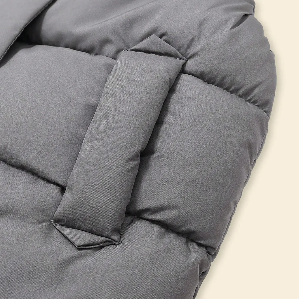 Girls Grey Sleeveless Bear Ear On Hood Quilted Zip-up Jacket Coats & Jackets