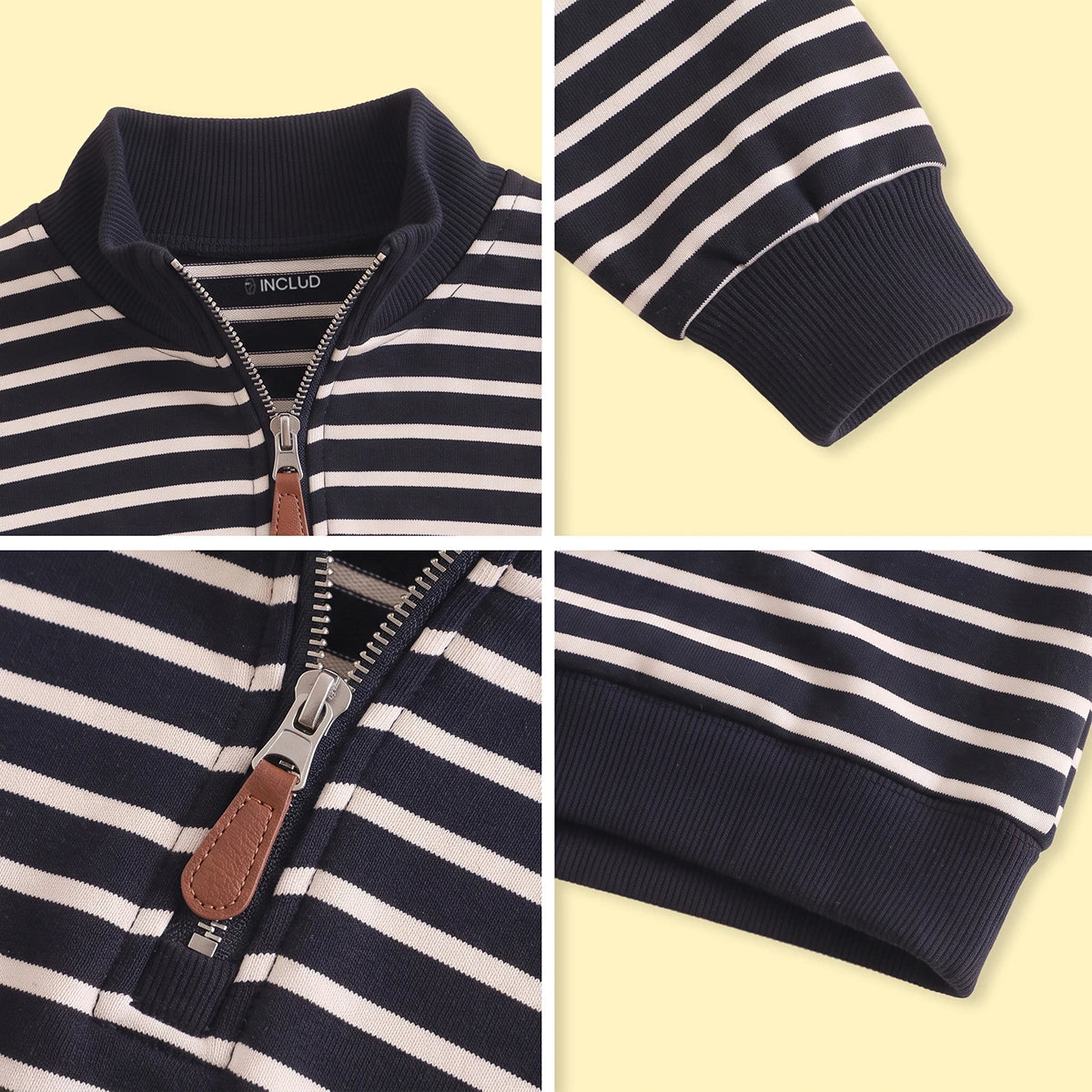 Boys Black Striped Half Zip Long Sleeve Sweatshirt Sweatshirts & Hoodies