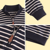 Boys Black Striped Half Zip Long Sleeve Sweatshirt Sweatshirts & Hoodies