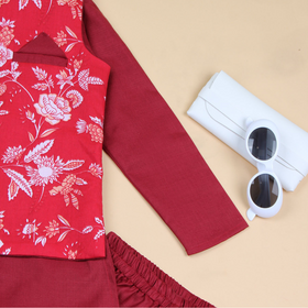 Boys Red Floral Printed Pyjama Set Ethnic Gift Hamper Sets