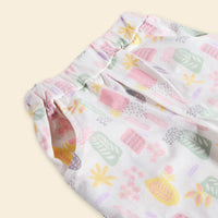 Girls White Allover Tropical Printed Crop Top With Pants Co-ord Sets Sets