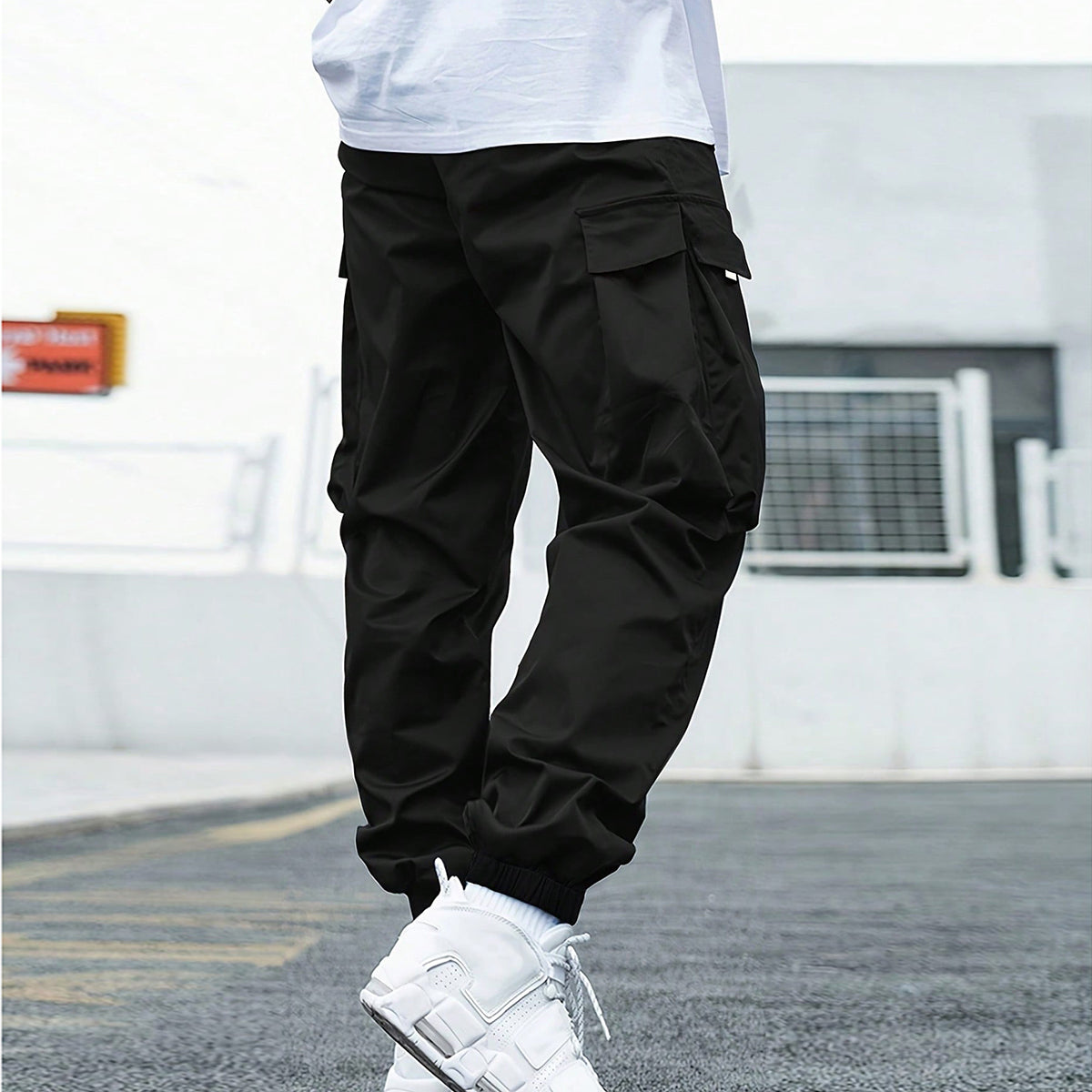 Boys Black Elasticated Cargos Joggers Cargo Pants