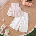 Girls Light Pink Floral Print Peplum Top With Pants Sets 2 pc. Sets Light Pink 1-2 Y