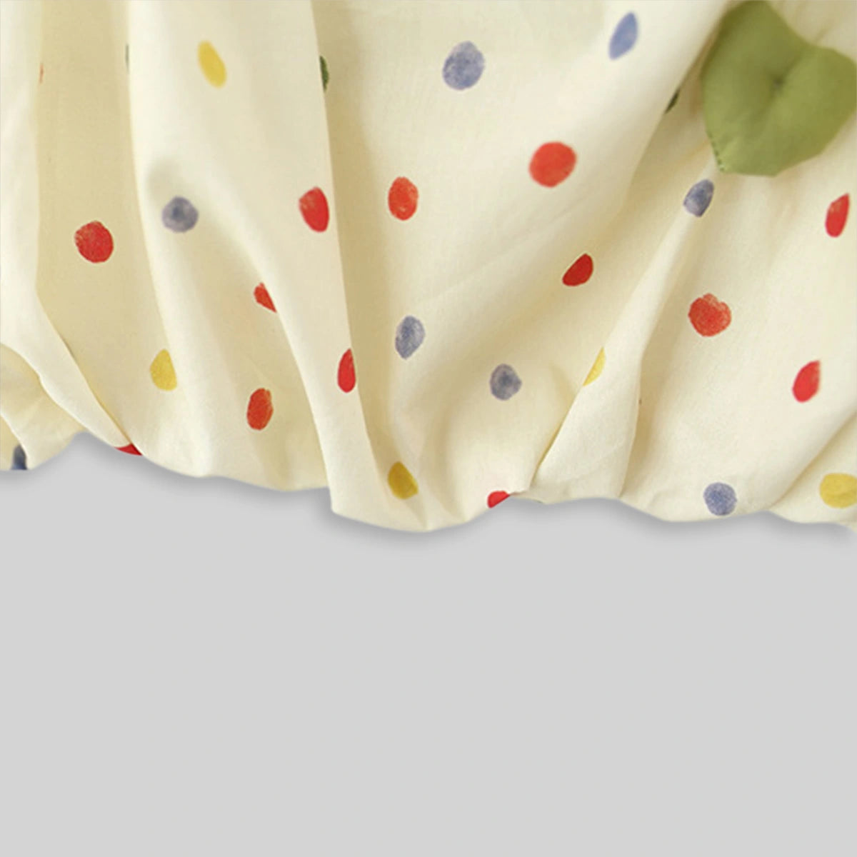 Girls Off White Polka Dot Print Heart Applique Balloon Dress Casual Dresses