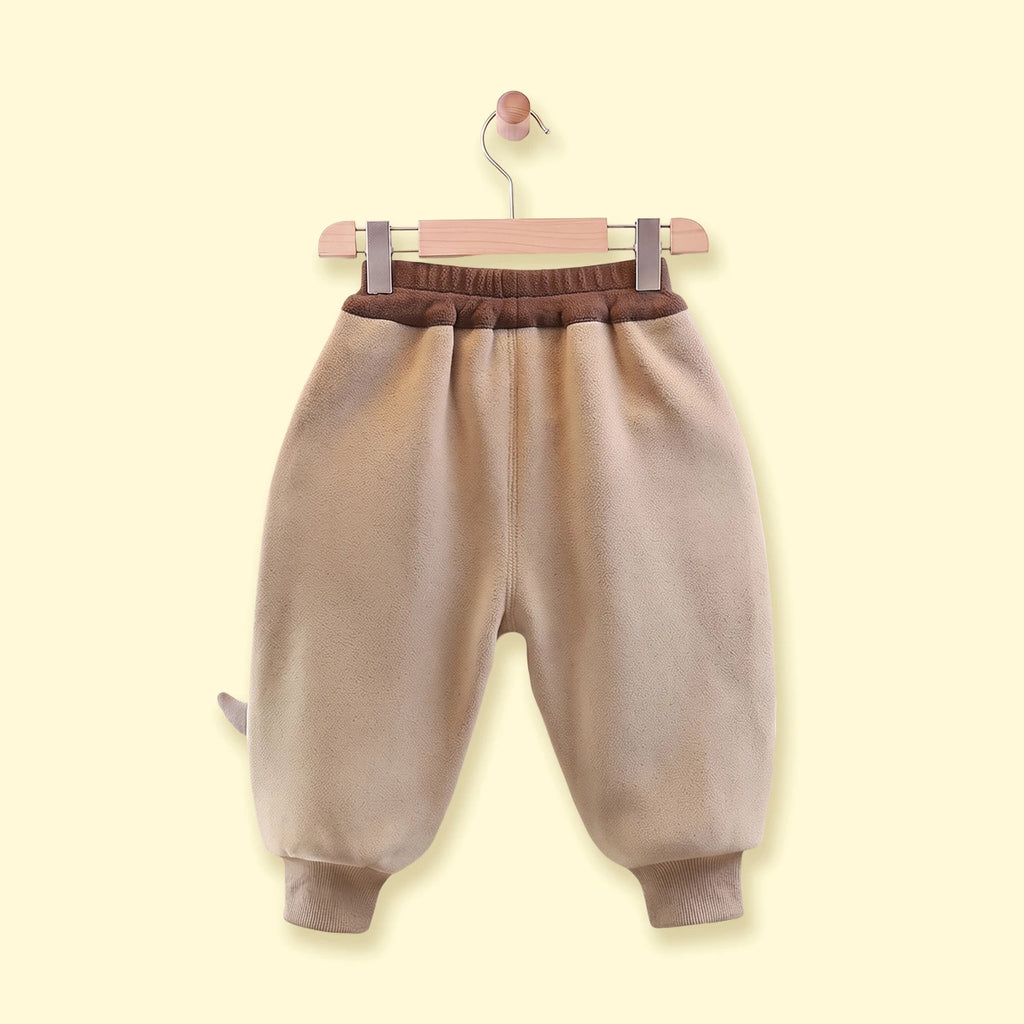Boys Beige Dinosaur Applique Jogger Joggers