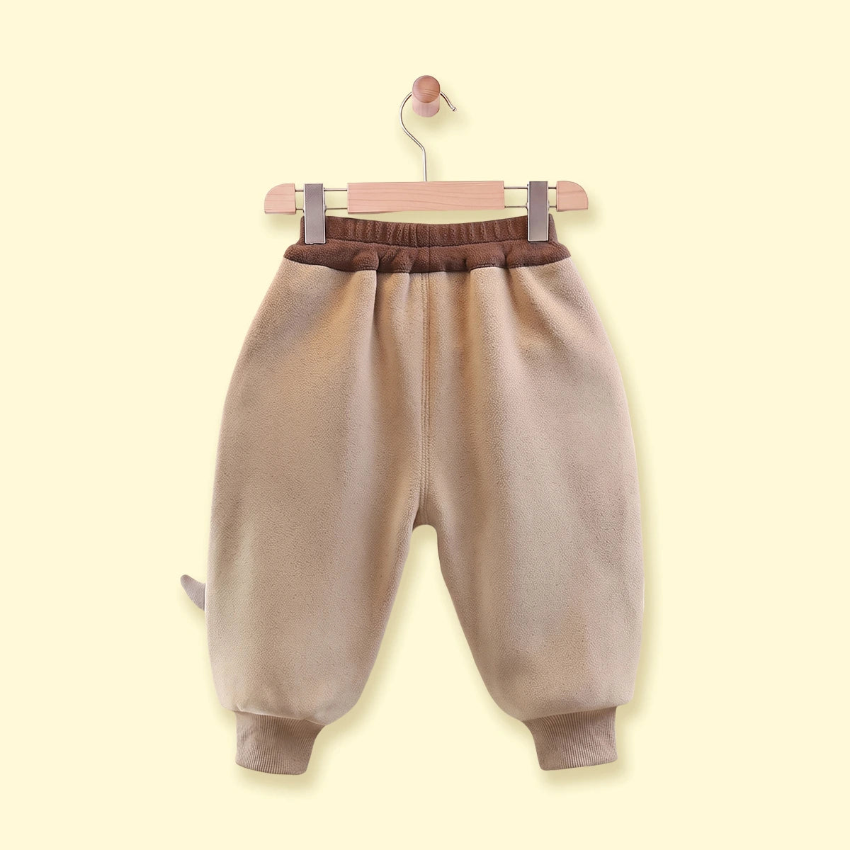 Boys Beige Dinosaur Applique Jogger Joggers