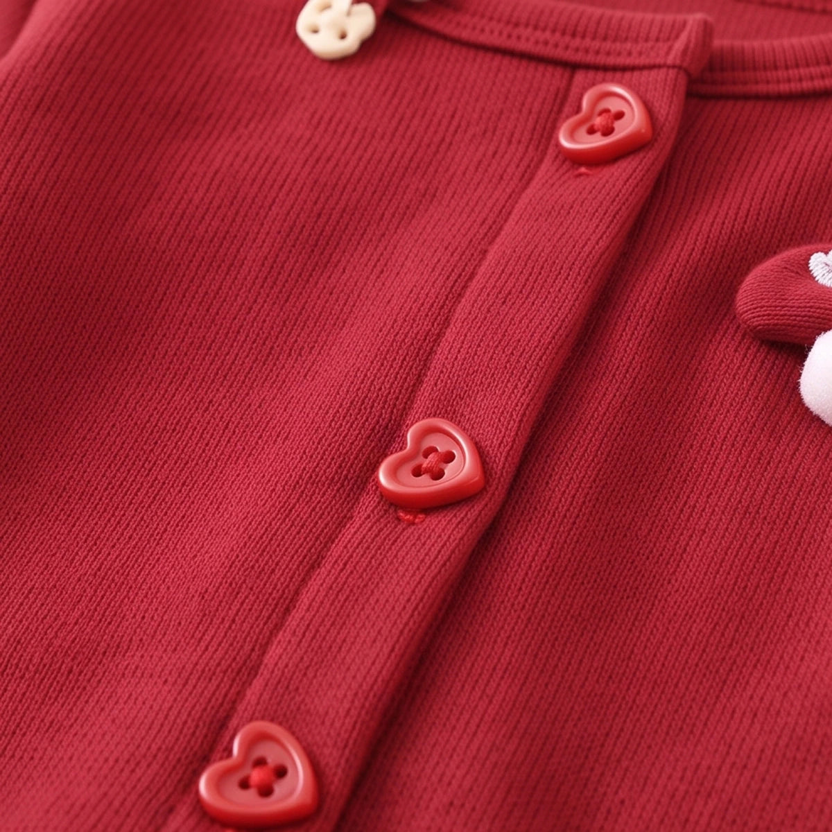 Girls Red Applique Ruffled Top With Denim Pants Sets Sets