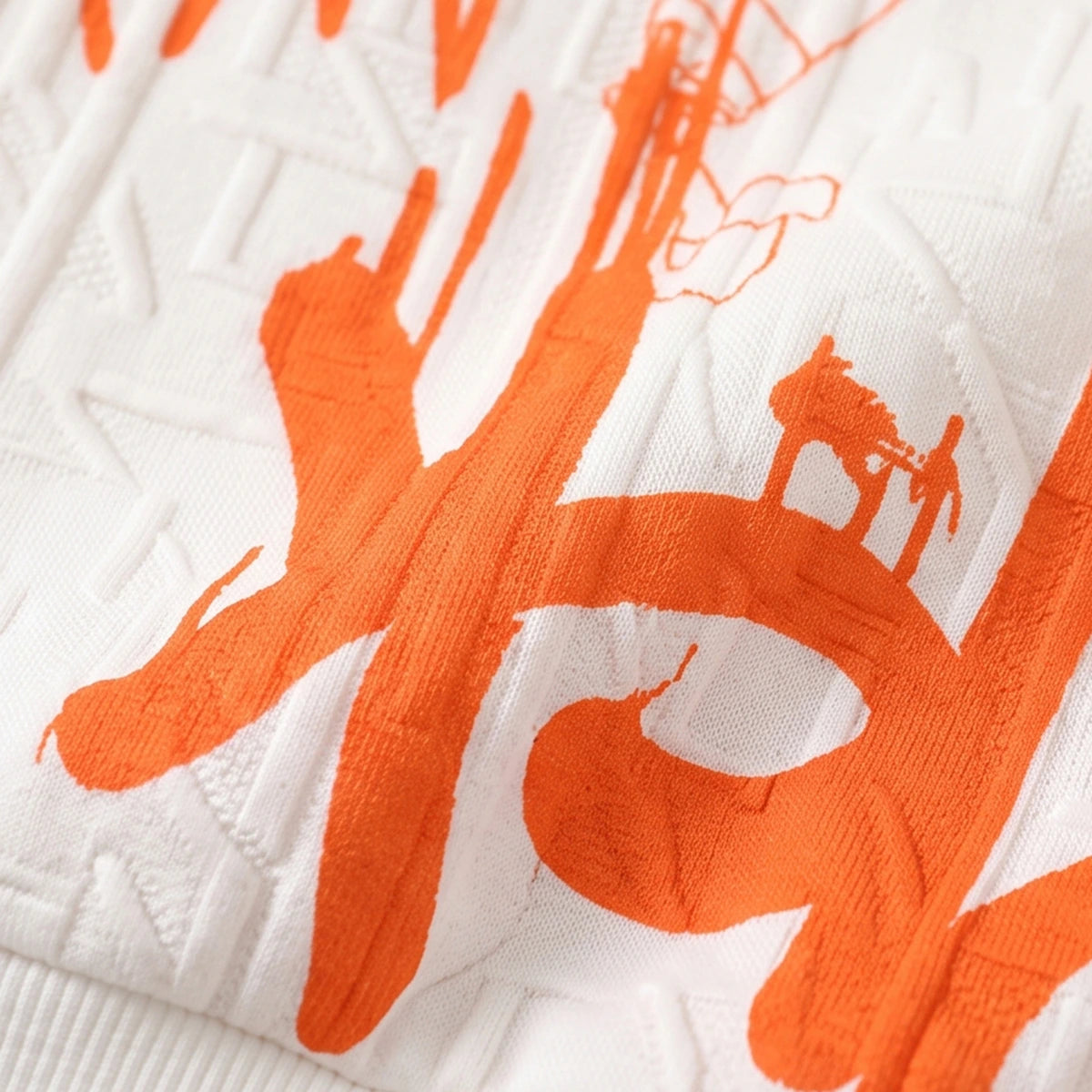 Boys Orange Abstract Printed Sweatshirt With Joggers Sets Sets