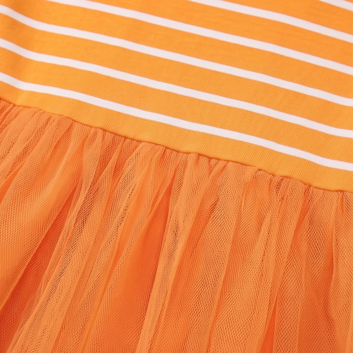Girls Orange Striped Long Sleeve Fit & Flare Dress Casual Dresses