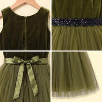 Girls Olive Green Sleeveless Fit & Flare Party Dress Party Dresses