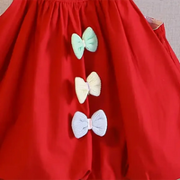 Girls Red Bow Applique Sleeveless Balloon Dress Casual Dresses
