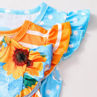 Girls Multicolor Floral Print Flutter Sleeve Fit & Flare Dress Pack Of 3 Casual Dresses