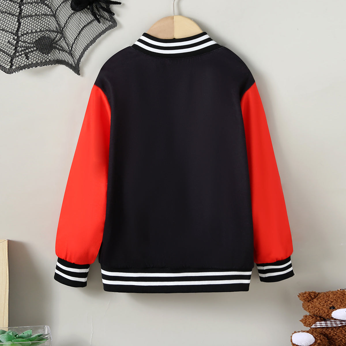 Boys Blue Spider Printed Varsity Jacket Coats & Jackets