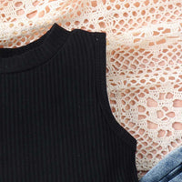 Girls Crop Top With Printed Elasticated Denims Set (Copy) Sets