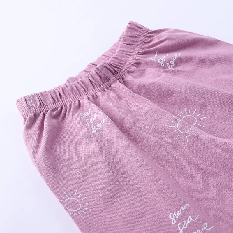Boys Lilac Sun Printed Short Sleeve T-Shirt With Elasticated Shorts Sets Sets