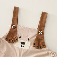 Girls Light Pink Embroidered Dungaree With Bear Print T-Shirt Set Sets