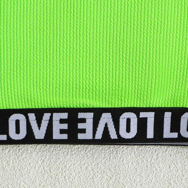 Girls Neon Green Sleeveless Crop Top With Flared Skirt Set 2 pc. Sets