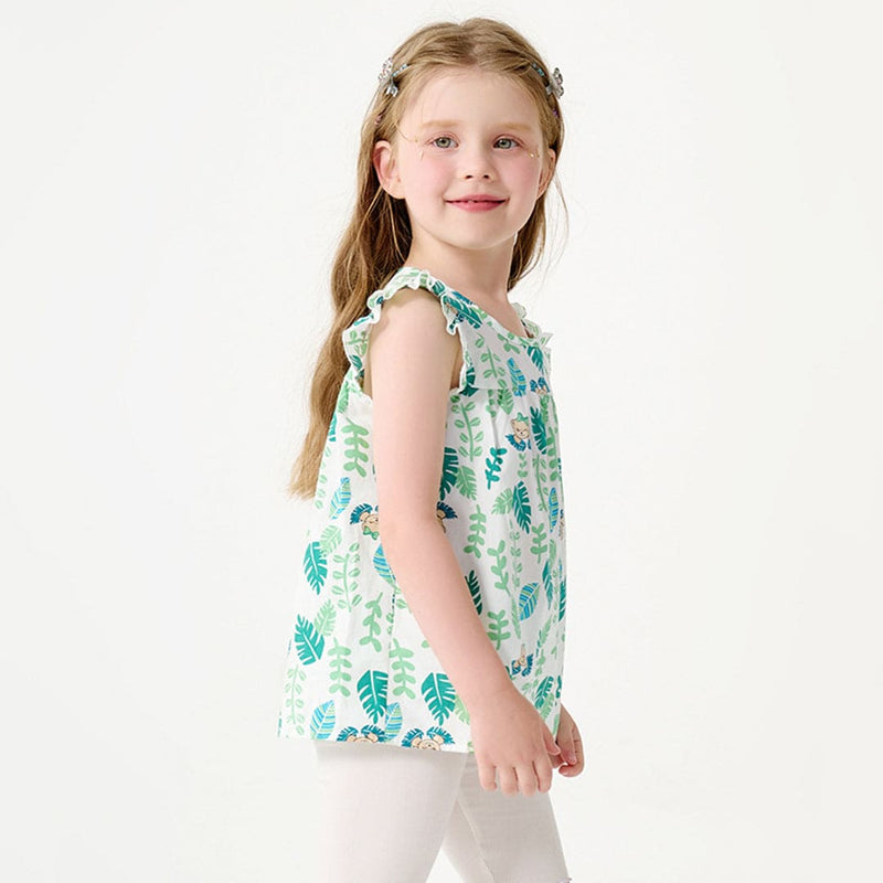 Girls Floral Print Top with Solid Shorts Set Sets   