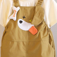 Boys Brown Puppy Applique Short Sleeve T-shirt with Dungaree Sets 2 pc. Sets