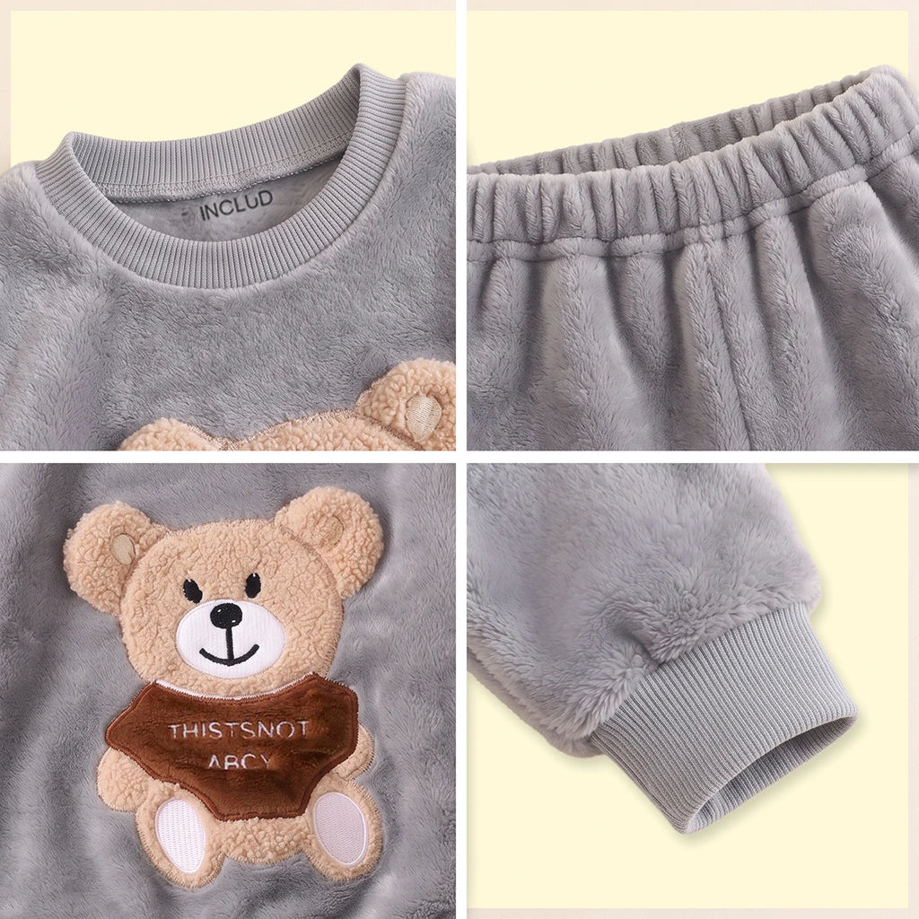 Boys Grey Teddy Applique Sweatshirt With Pants Sets 2 pc. Sets