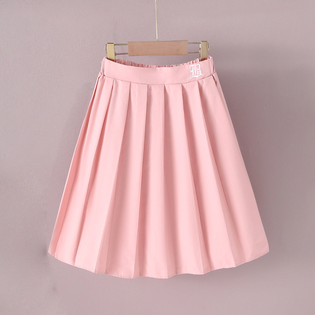 Girls Pink Pleated Flared Skirt Skirts