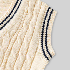 Boys Off White Self-Design Sweater Vest Sweaters & Cardigans