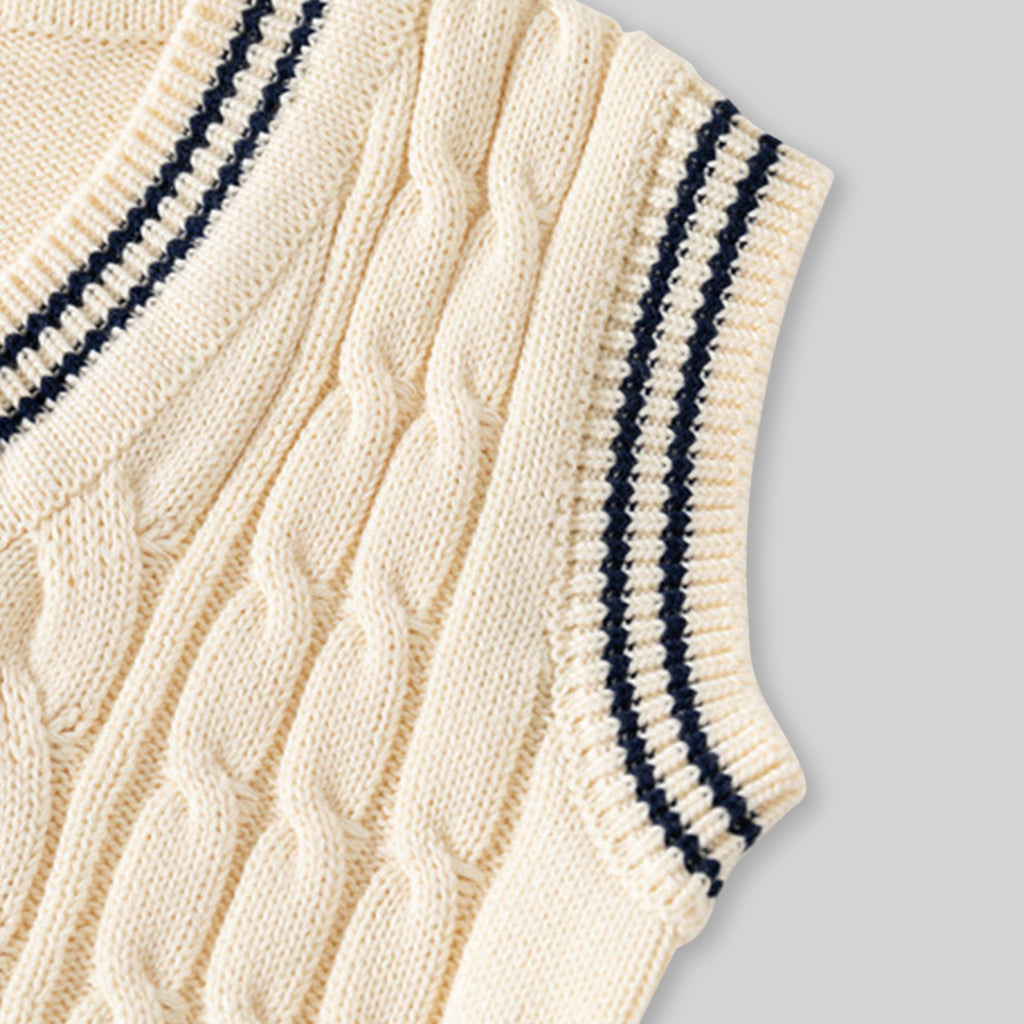 Boys Off White Self-Design Sweater Vest Sweaters & Cardigans