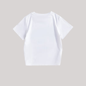 Girls White Typographic Printed Short Sleeves T-Shirt With Pants Set 2 pc. Sets