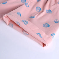 Boys Pink Seashell Printed Short Sleeve Shirt With Printed Elasticated Shorts Sets Sets