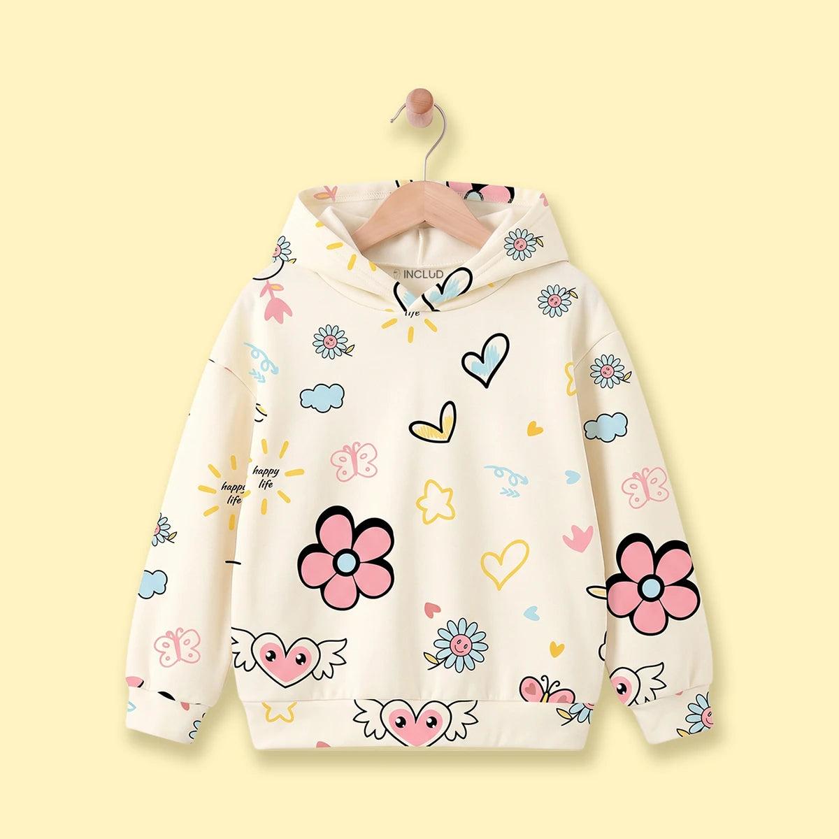 Girls Off White Floral Print Long Sleeve Hoodie Sweatshirts & Hoodies Off White 3-4 Y