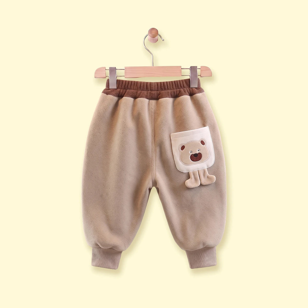 Boys Light Brown Paw Applique Jogger Joggers