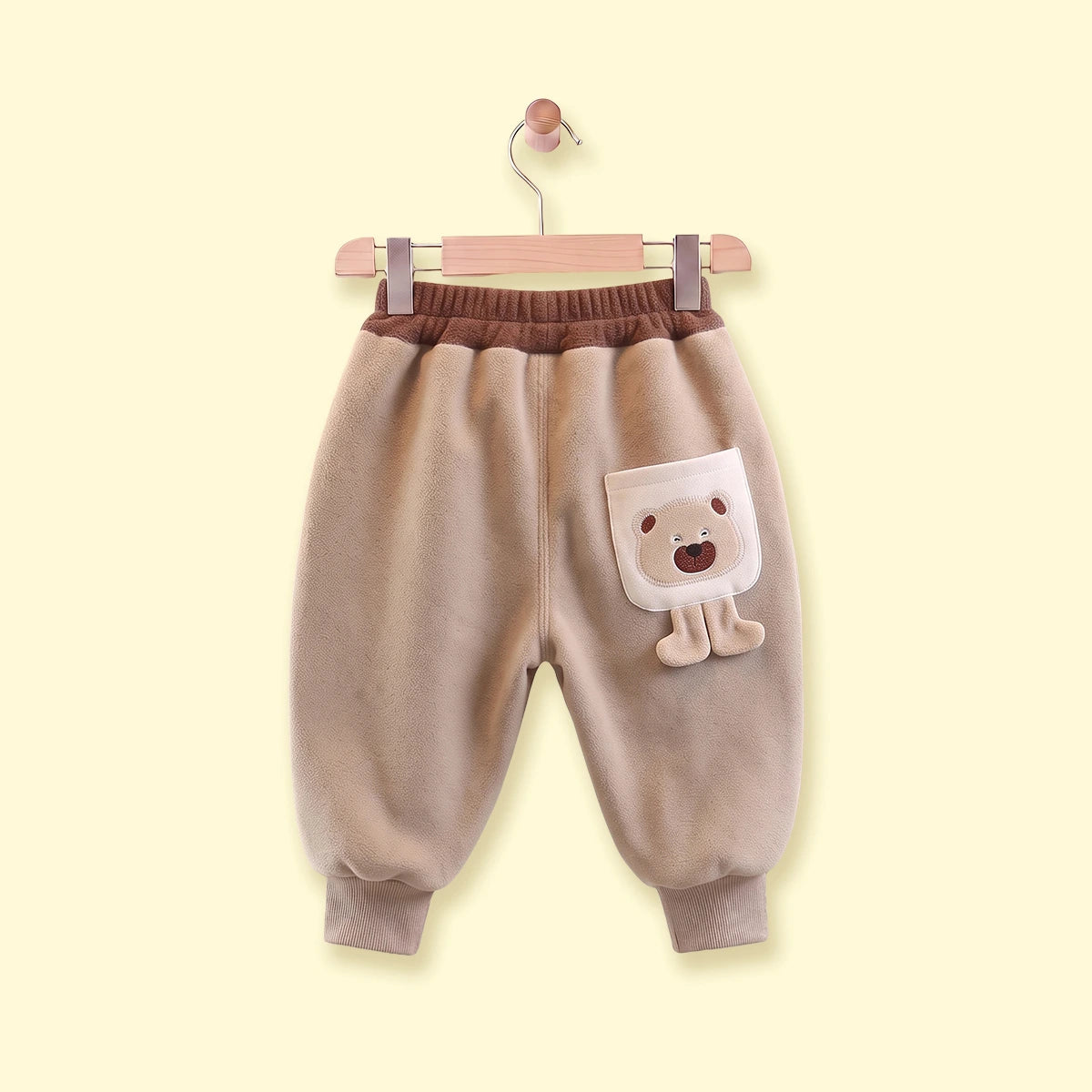 Boys Light Brown Paw Applique Jogger Joggers