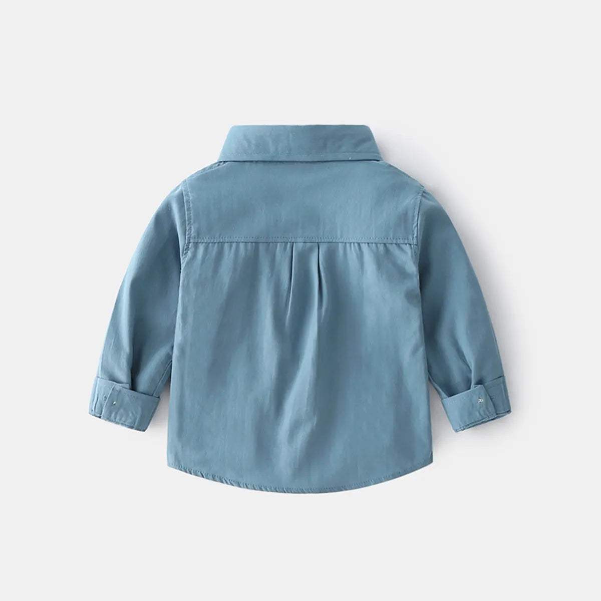 Boys Light Blue Long Sleeves Shirts With Angled Patch Pocket Shirts