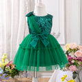Girls Green Sequined Fit & Flare Party Wear Dress Party Dresses Green 1-2 Y