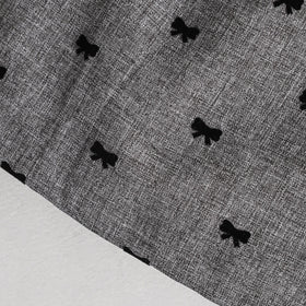Girls Grey Bow Print Puff Sleeve Fit & Flare Dress Casual Dresses