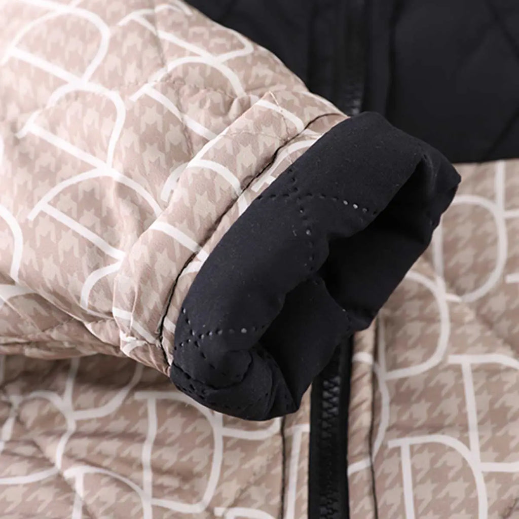 Boys Black Abstract Printed Quilted Puffer Jacket With Jogger Sets Sets