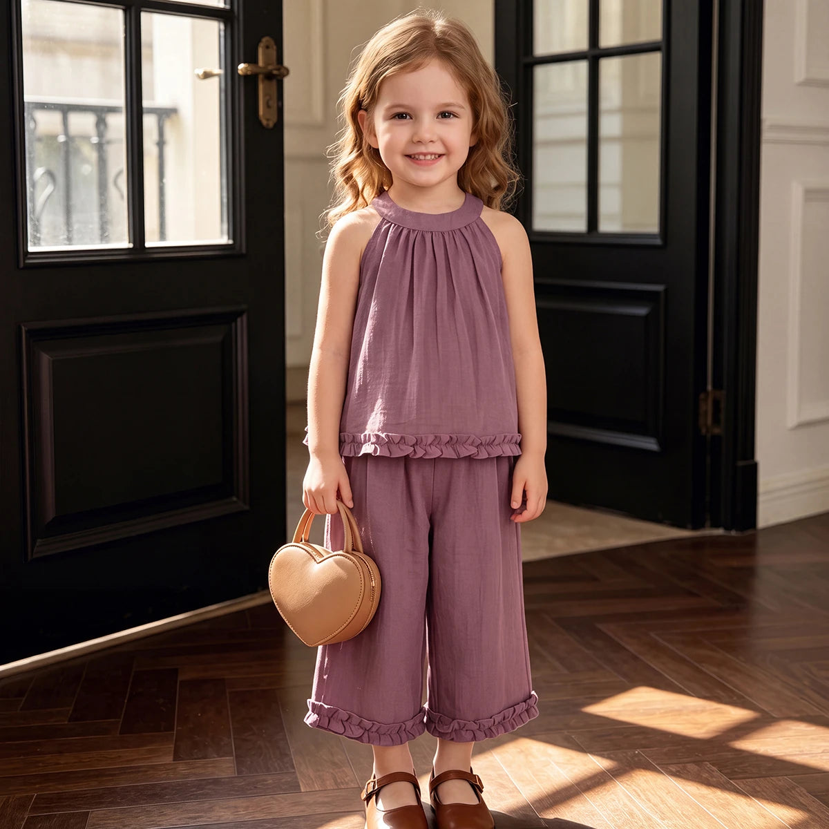 Girls Mauve Sleeveless Top With Pants Sets 2 pc. Sets